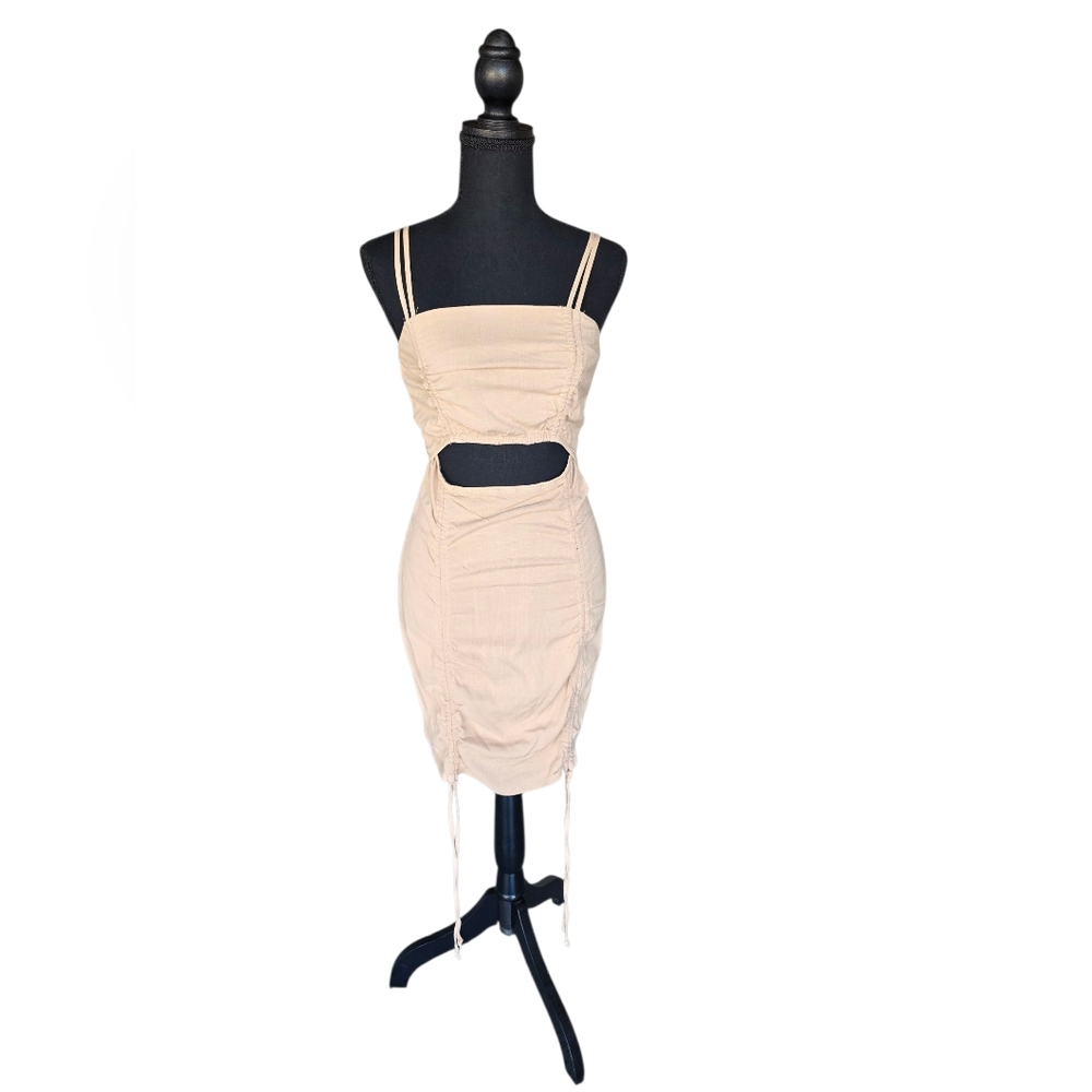 Wild Fable Tan Dress with Ruched Design